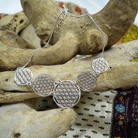 Flower Of Life Multi Disc Metal Necklace