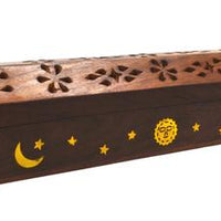 Incense Holder Wood Hut Box Sun & Moon 30cm