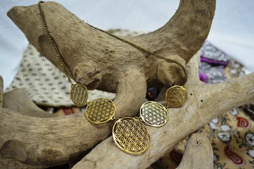 Flower Of Life Multi Disc Metal Necklace