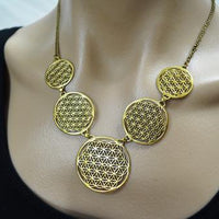 Flower Of Life Multi Disc Metal Necklace
