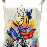 Singlet, Top, Printed, Light Cotton,  Rebirth, Butterfly, butterflies, colourful, 