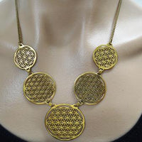 Flower Of Life Multi Disc Metal Necklace