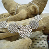 Flower Of Life Multi Disc Metal Necklace